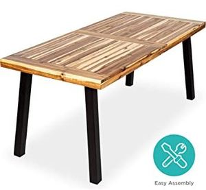 lot 814 image: Christopher Knight Home Carlisle Outdoor Dining Table with Iron Legs, Sandblast Finish  Rustic Metal