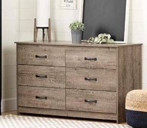 lot 816 image: South Shore Tassio 6-Drawer Double Dresser Weathered Oak