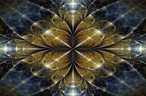 lot 820 image: Designart Digital Gold Fractal Flower Wall Decor