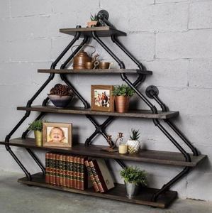 lot 1221 image: NORFOLK MODERN INDUSTRIAL TIERED ETAGERE DISPLAY BOOKCASE