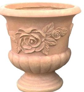 lot 1236 image: Kante Lightweight Concrete Indoor Outdoor Round Urn Planter, 13.8 Inch Tall, Light Terracota