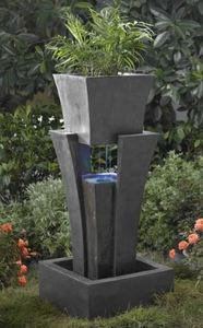 lot 4626 image: Raining Water LED Fountain with Planter Retail $371.99