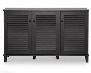 lot 4643 image: Porch & Den Espresso Wood 3-door Cabinet Retail $183.99
