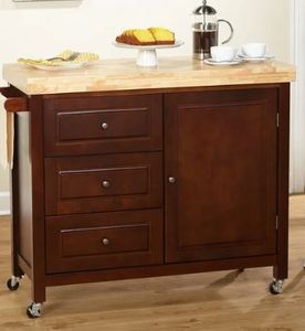 lot 4846 image: Copper Grove McCauley natural rubber wood Monterey kitchen cart