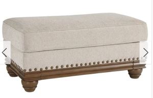lot 4849 image: Harleson Traditional Wheat Ottoman with Nailhead Trim