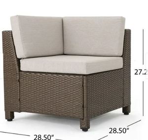 lot 4850 image: 2 PC Puerta Outdoor Wicker Corner Chair and Ottoman by Christopher Knight Home
