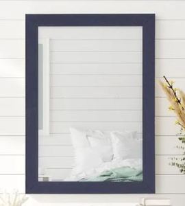 lot 7218 image: Silver Orchid Deste Navy Frame Mirror Retail $215.49