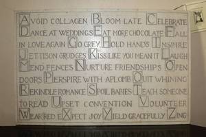 lot 1084 image: Cool Carved Stone Plaque ABCs Of Aging Gracefully 17 Wide