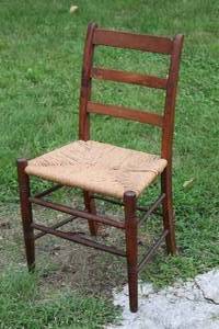 lot 1100 image: Cool Vintage Wooden Chair W Woven Seat
