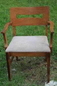 lot 1103 image: Vintage Mid-Century Wooden Armchair w Upholstered Seat