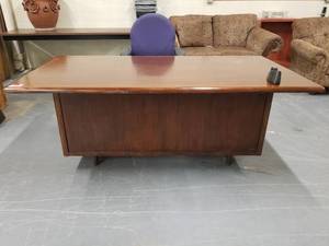 lot 255 image: Wood Office Desk With Chair