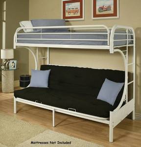 lot 10498 image: ACME Furniture 02091W-W Eclipse Futon Bunk Bed, TwinFull, White