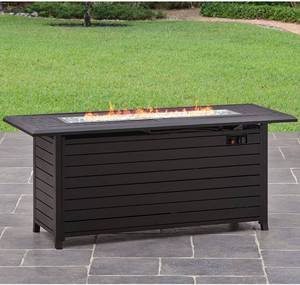 lot 10499 image: Better Homes and Gardens Carter Hills, Durable and Rust-Resistant Design 57 Rectangular Gas Fire Pit, with Stainless Steel Burner (Rectangular Carter)