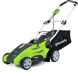 lot 10500 image: Greenworks 16-Inch 10 Amp Corded Electric Lawn Mower
