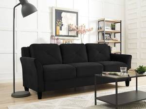 lot 10507 image: Lifestyle Solutions Taryn Curved Arm Fabric Sofa, Black