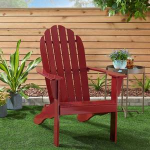 lot 10509 image: Mainstays Wooden Outdoor Adirondack Chair, Red Finish, Solid Hardwood