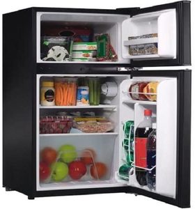 lot 10523 image: Galanz 3.1 cu ft Compact Refrigerator Double Door, Black
