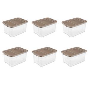 lot 10530 image: Sterilite 76 Qt. Stacker Box Taupe Splash Case of 6