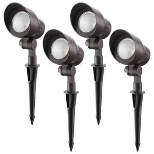 lot 10544 image: LEONLITE 4 Pack LED Outdoor Lawn Spotlight Light, 5W (60W Equiv.), IP65 Waterproof, Pathway Landscape Lighting Fixture for Pathway, Garden, Yard, 5000K Daylight