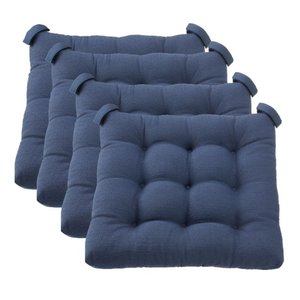 lot 10551 image: Mainstays Textured Chair Seat Pad (Chair Cushion), Navy Color, 4-Piece Set