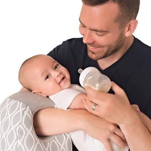 lot 10556 image: Itzy Ritzy Infant Nursing Pillow - Milk Boss Breastfeeding and Bottle Feeding Pillow and Positioner  Rotates Around Arm to Offer Varying Levels of Cushion and Relieve Arm Strain, Platinum Helix