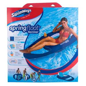 lot 10558 image: SwimWays Spring Float Recliner - Swim Lounger for Pool or Lake - Dark BlueLight Blue