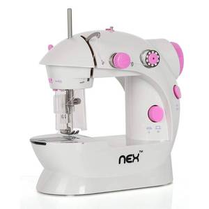 lot 10563 image: Portable Mini Multi-functional Sewing Machine with 2 Speed Control, Thread Cutter, Built-in LED Lights, Foot Pedal, Chain-Lock Stitches, Thread Cutter - Pink