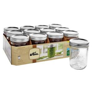 lot 10589 image: Kerr Glass Mason Jar With Lid & Band, Wide Mouth, 16 Ounces, 12 Count (4 cases)
