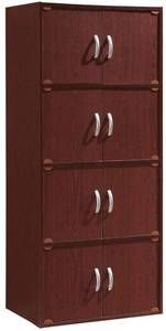 lot 10538 image: Hodedah 4-Shelf Bookcase Cabinet, Mahogany