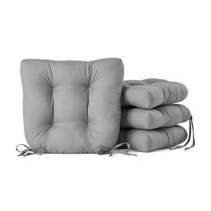 lot 10605 image: Mainstays Faux Suede 14.5 Chair Cushion with Ties, 4 Pack, Grey Flannel