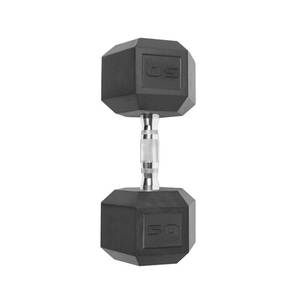lot 10532 image: BalanceFrom Rubber Encased Hex Dumbbells, 50 lbs Pair