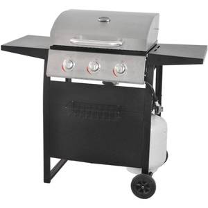 lot 10595 image: RevoAce 3-Burner Space Saver Gas Grill, Stainless and Black, GBC1706W