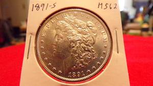 lot 6899 image: 1891-S MORGAN DOLLAR MS62