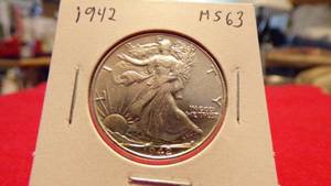 lot 6922 image: 1942 WALKING LIBERTY HALF MS63