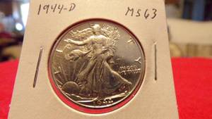 lot 6927 image: 1944-D WALKING LIBERTY HALF MS63