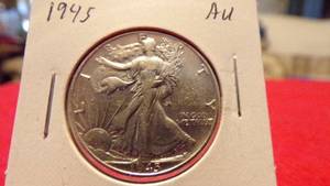 lot 6928 image: 1945 WALKING LIBERTY HALF AU