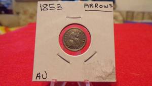 lot 6930 image: 1853 SEATED LIBERTY HALF DIME WARROWS AU