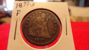 lot 6933 image: 1877-S SEATED LIBERTY QUARTER F