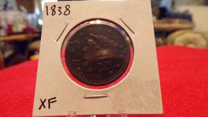 lot 6936 image: 1838 LARGE CENT XF