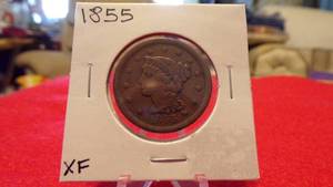 lot 6940 image: 1855 LARGE CENT XF