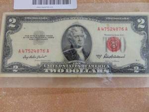 lot 1080 image: 1953 Series $2 Bill - Under Laminate -