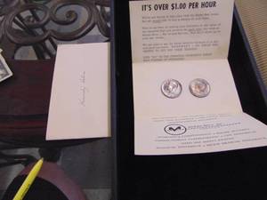 lot 1122 image: Moran Brothers Union Piece W 2 1964 Kennedy Halves