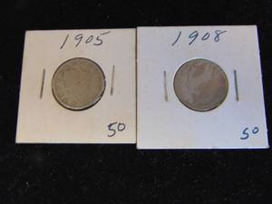lot 1133 image: 1905 and 1908 V Nickel