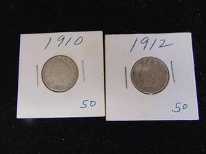 lot 1134 image: 1910 and 1912 V Nickel