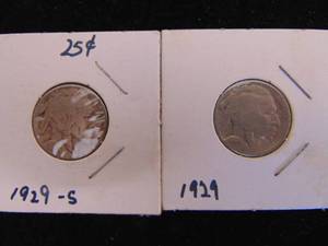 lot 1135 image: 1929S and 1929 Buffalo Nickel