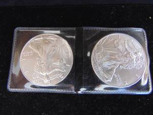 lot 1145 image: (2) - 2017 Silver Eagle Coins - 2 Oz. .999 Fine Silver