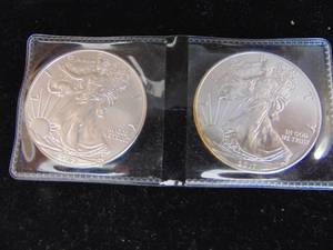 lot 1146 image: (2) - 2017 Silver Eagle Coins - 2 Oz. .999 Fine Silver