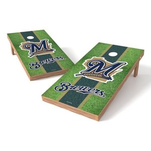 lot 5090 image: MLB Milwaukee Brewers Field XL Shield Tailgate Toss Game, 24 x 48, Multicolor