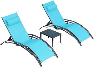 lot 5030 image: PURPLE LEAF Patio Chaise Lounge Sets 3 Pieces Outdoor Lounge Chair