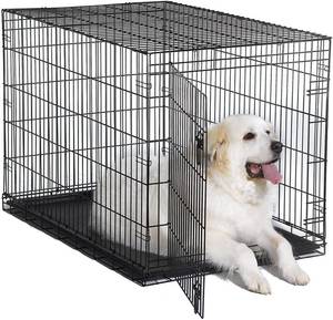 lot 5039 image: World 48 Double Door Folding Metal Dog Crate Includes Leak-proof Plastic...